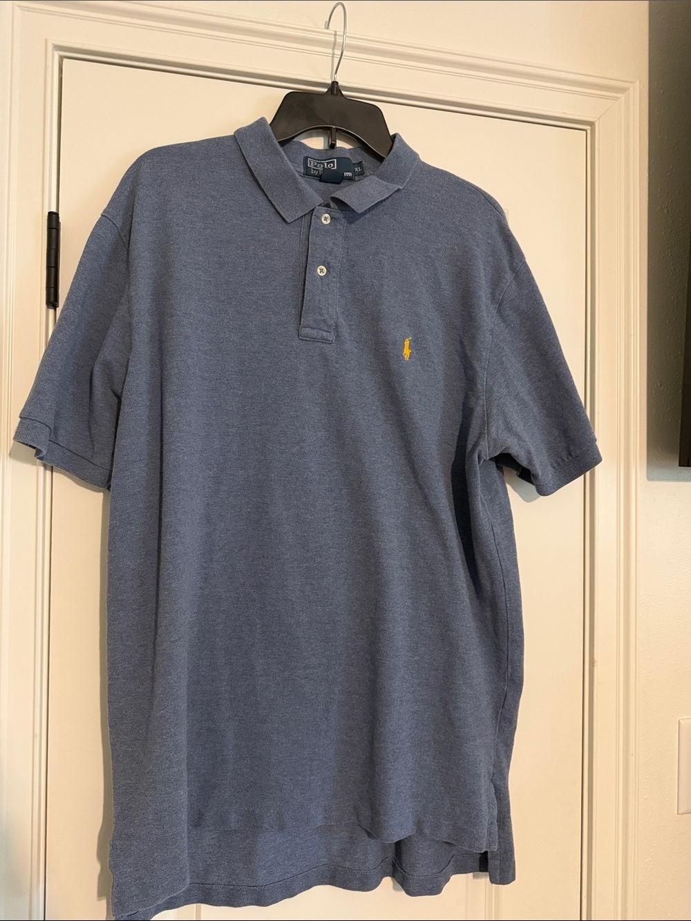 Ralph Lauren Men's Heather Blue Polo with Yellow Pony
